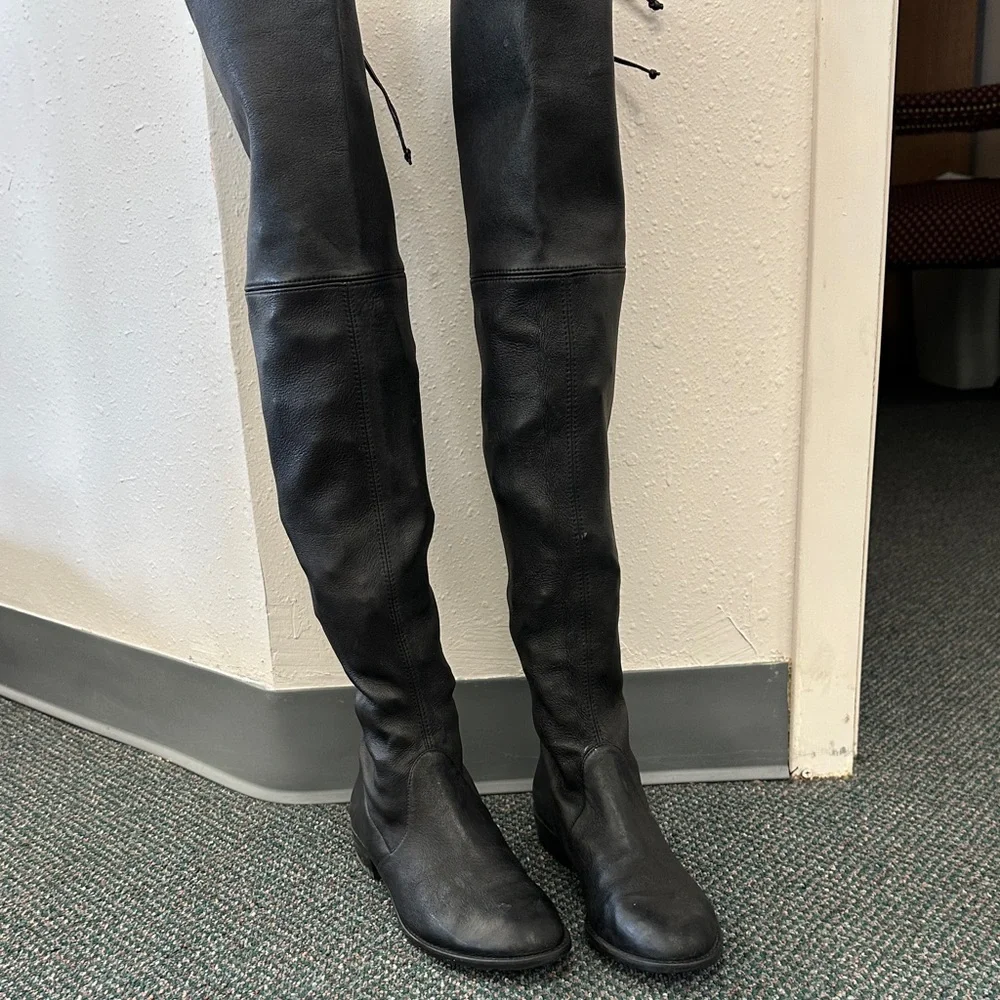 Stuart Weitzman Black Over-the-Knee Leather Boots